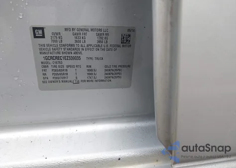 2014 Chevrolet Silverado 1500 1Lt from USA, damaged, VIN 1GCRCREC1EZ339035